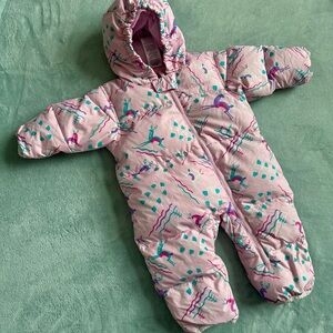 Size 12 Months Columbia Pink Snowsuit Bodysuit Winter Down Puffer Reindeer